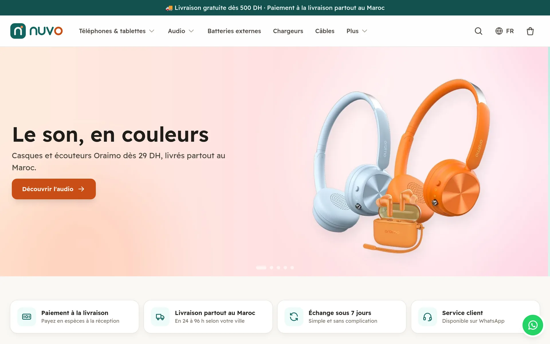 La page d’accueil de la boutique Nuvo